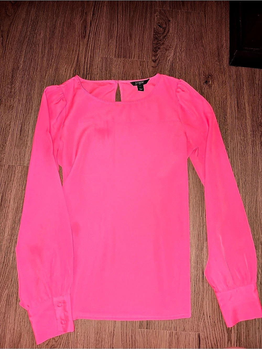 J.Crew Hot Pink Long Sleeve Blouse Size Small